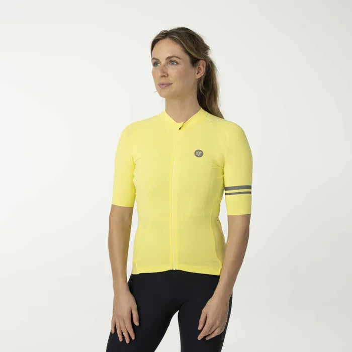 Tricota AGU Trend Solid Yellowtail mujer detalle cuello y cremallera