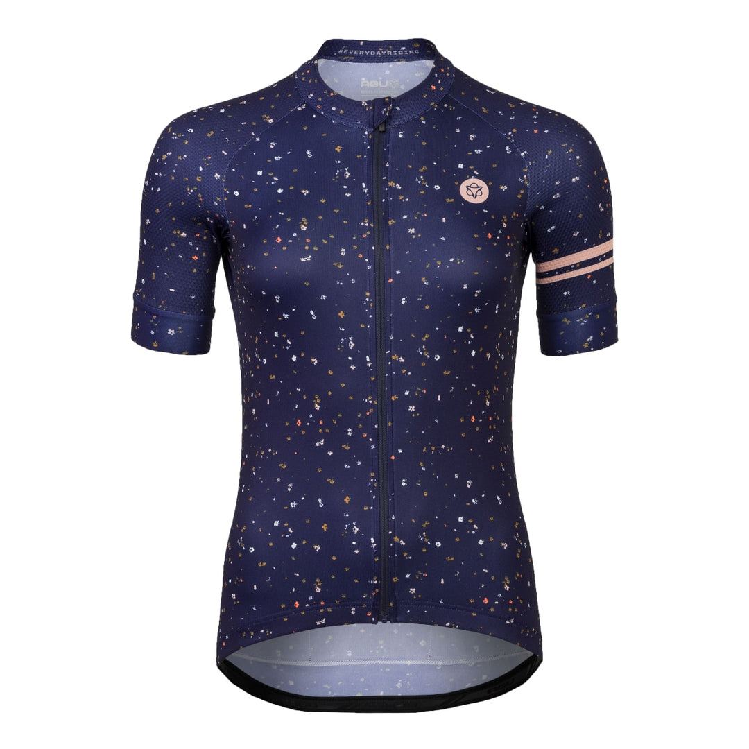 Tricota mujer ciclismo Azul floreada