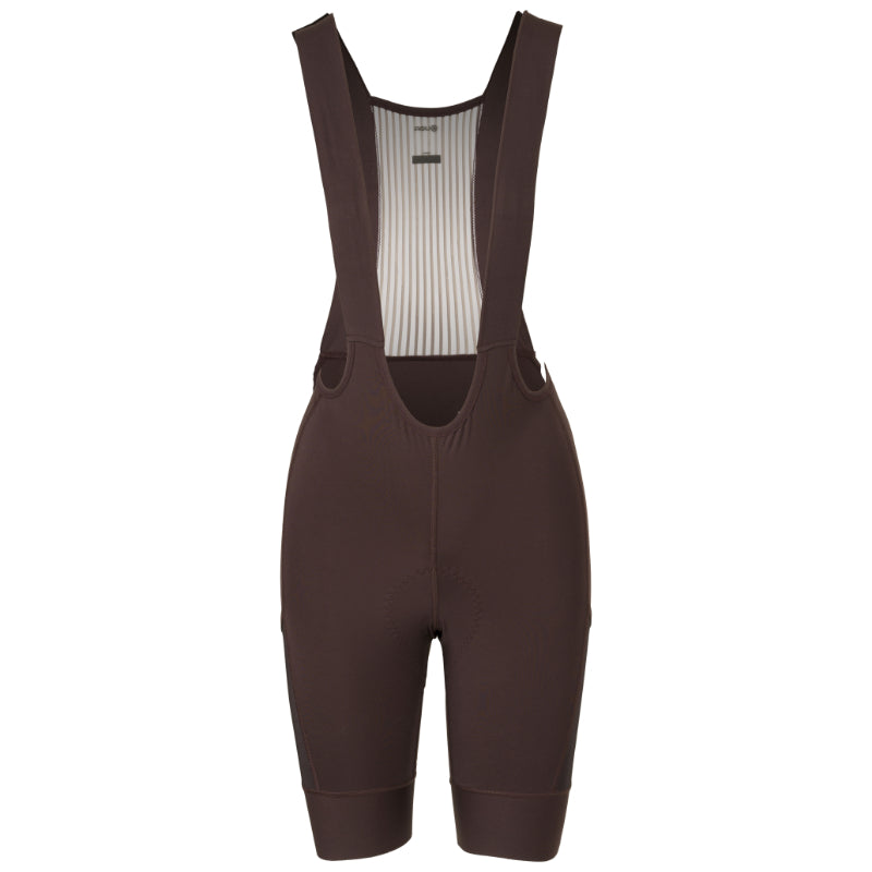 Calza ciclismo gravel mujer AGU Venture color burdeos vista frontal con tirantes