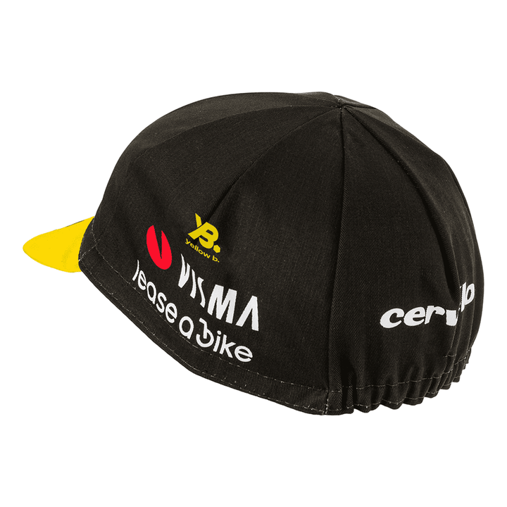 Gorra AGU Team Visma Lease a Bike TDF 2025 con visera amarilla detalle
