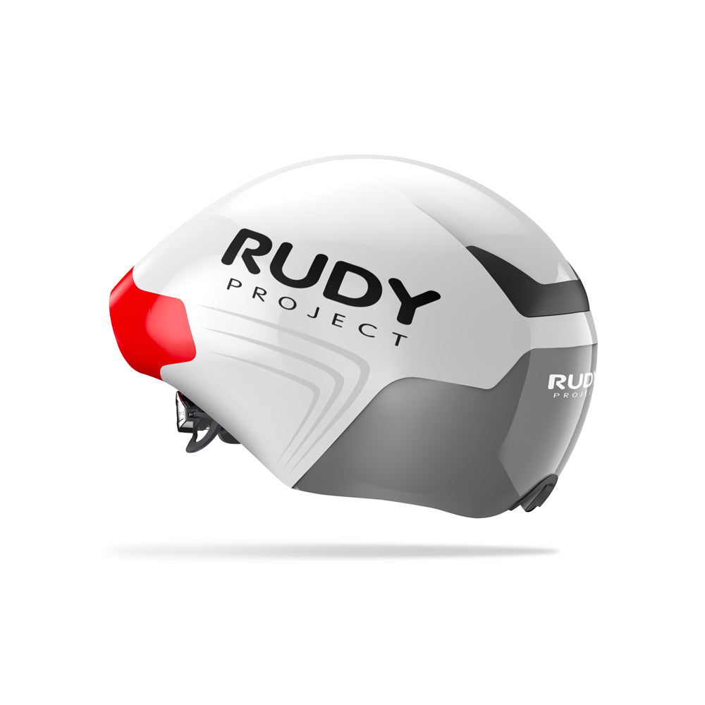 Casco aero Rudy Project The Wing White Shinny vista frontal con perfil aerodinámico