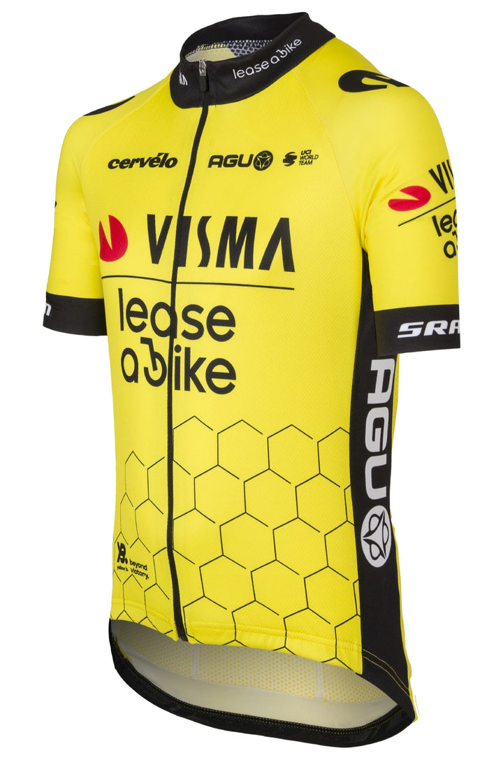 Tricota AGU Team Visma Lease a Bike 2024 niño detalle cuello y cremallera