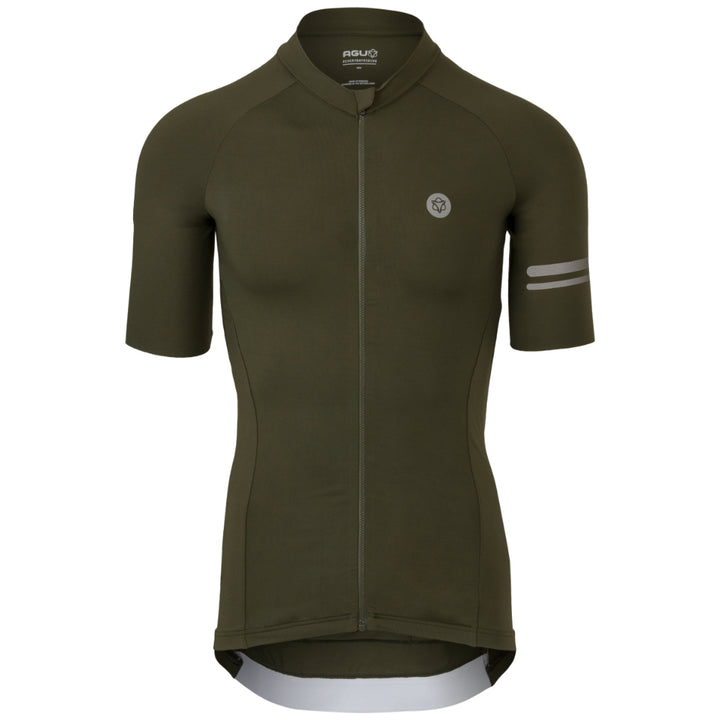Tricota ciclismo unisex AGU Trend Solid verde militar vista frontal