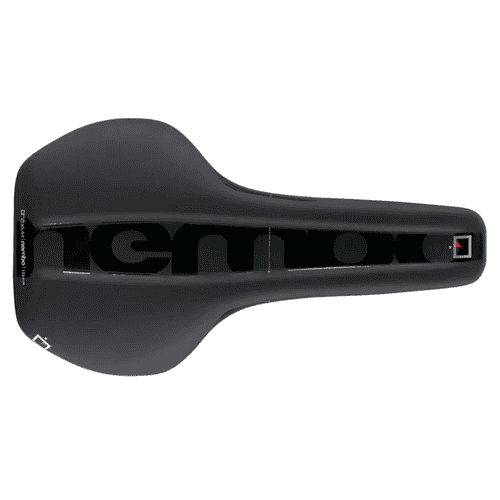 Tandem y asiento de bicicleta de ruta negro para ciclismo profesional y competición.
